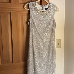 Beautiful grey lace lined fitted dress